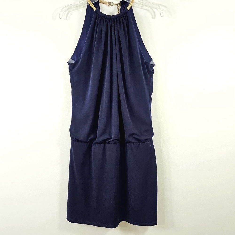 Jessica Simpson Women's Navy Matte Jersey Halter Cocktail Dress Size 12